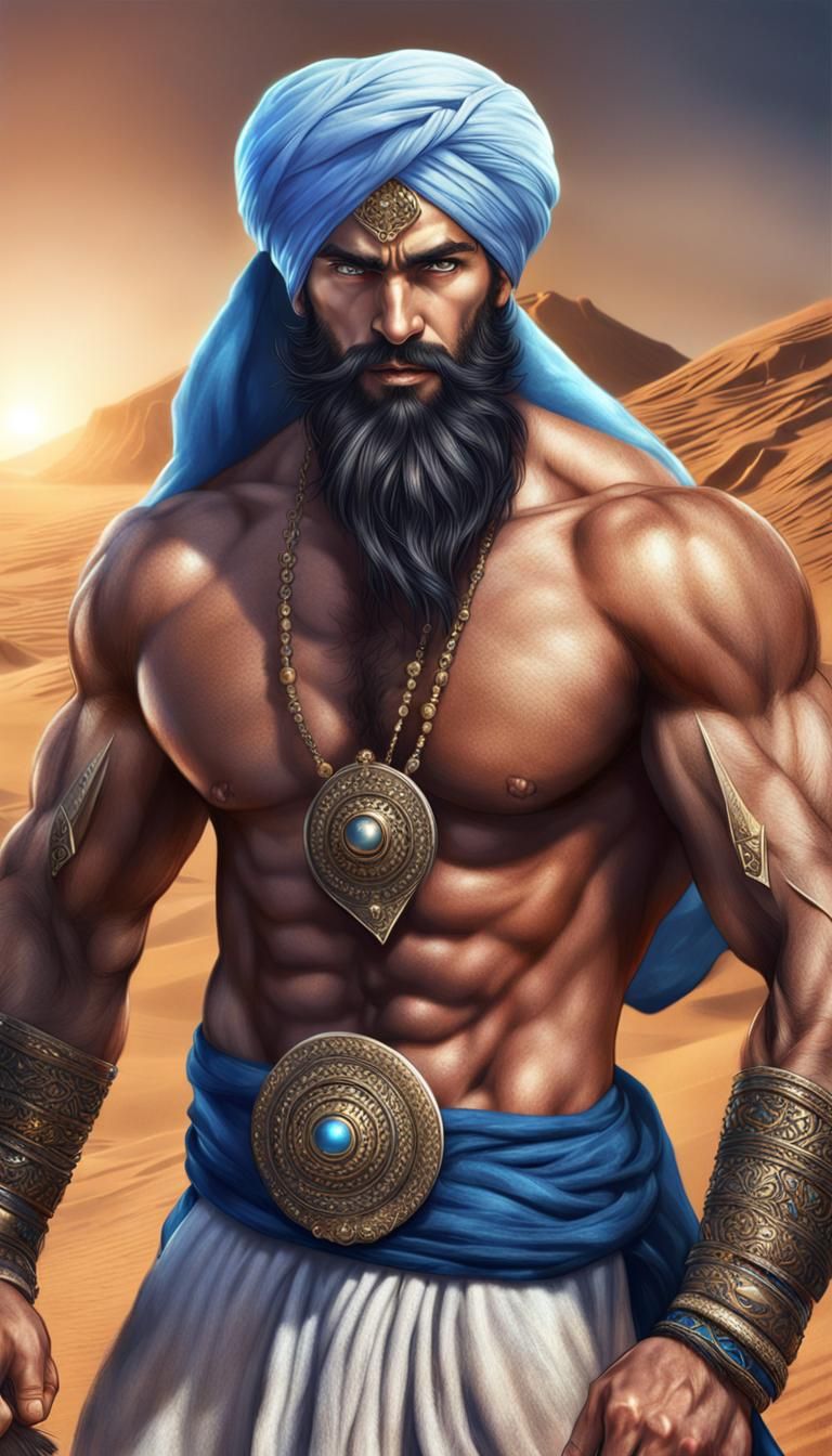 Handsome Persian Djinn with Magical Sparks