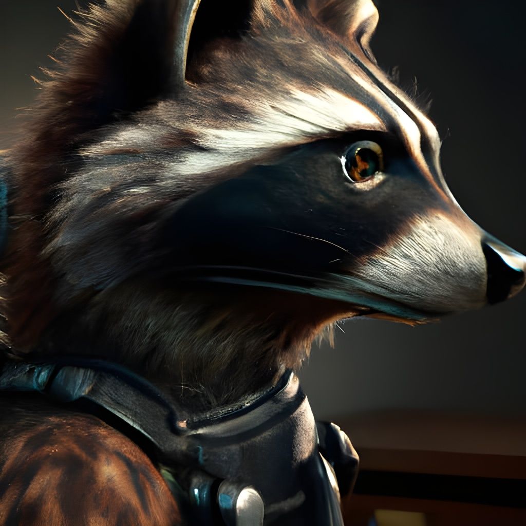 Raccoon Warrior in Pixar Animation Style