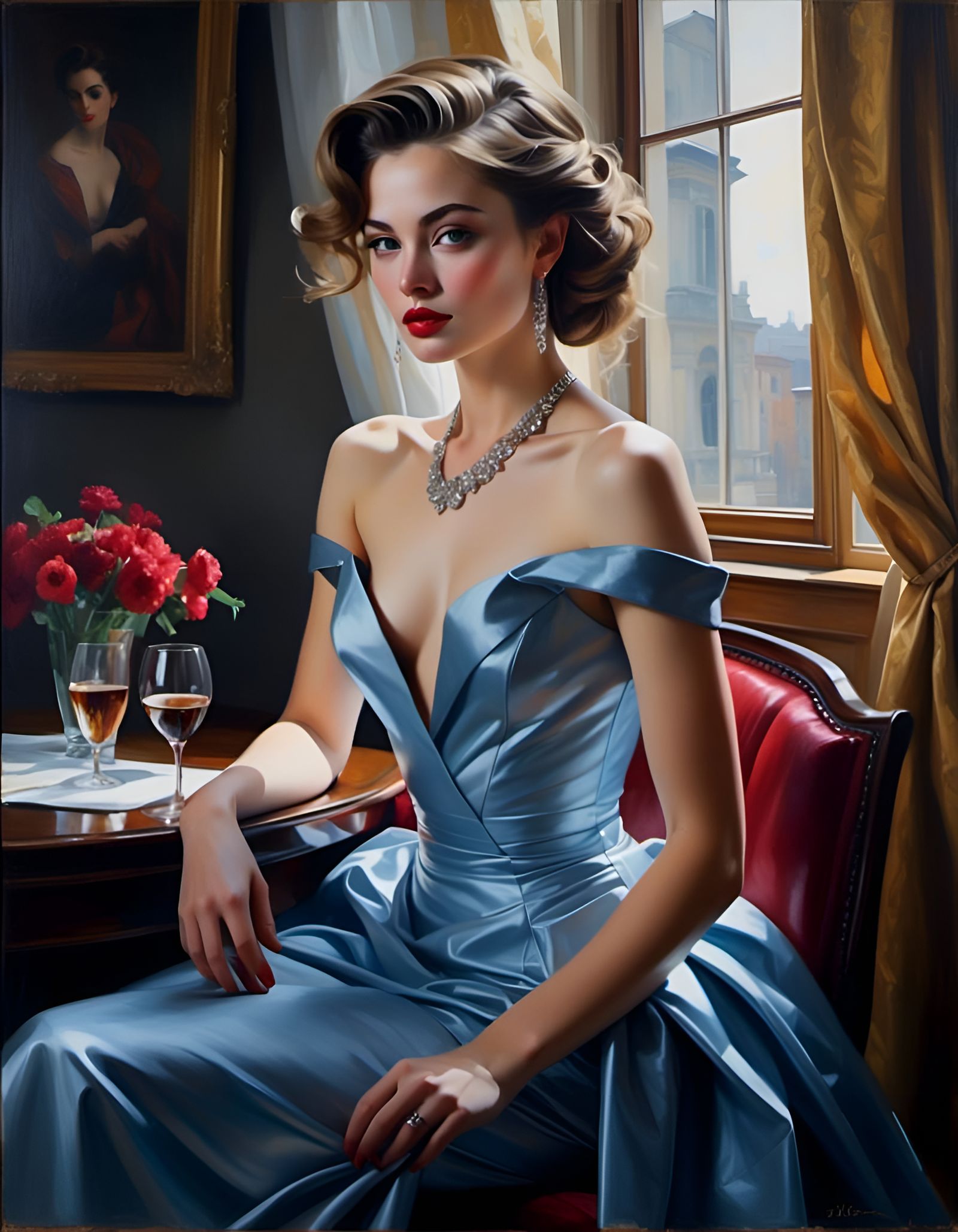 Portrait of a Gorgeous Woman in Stunning Dress
