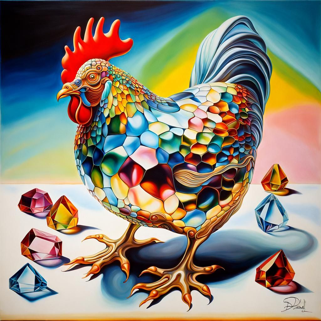 Hyperrealistic Crystal Chicken Filled with Women as Surreal ...