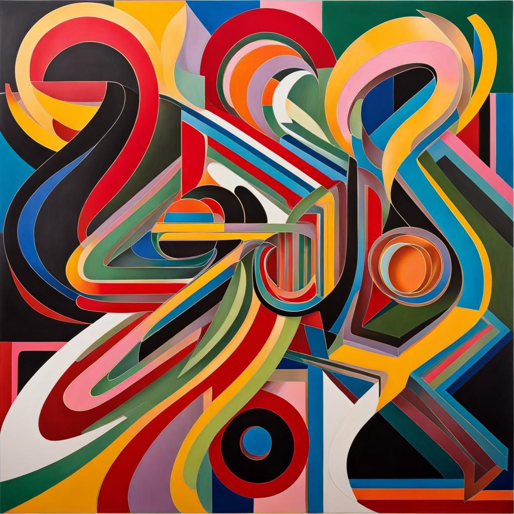 Abstract Geometric Composition in Frank Stella Style