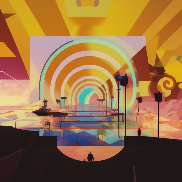 Surreal Rococo Portrait with Vaporwave Aesthetic