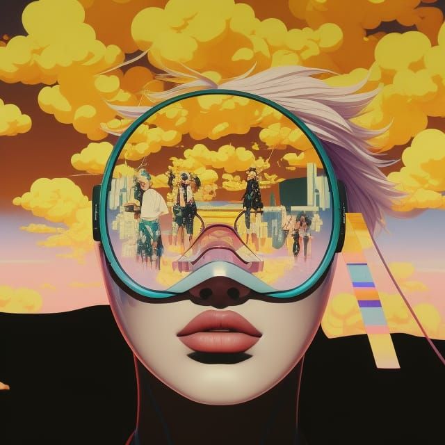 Surreal Rococo Portrait with Vaporwave Aesthetic