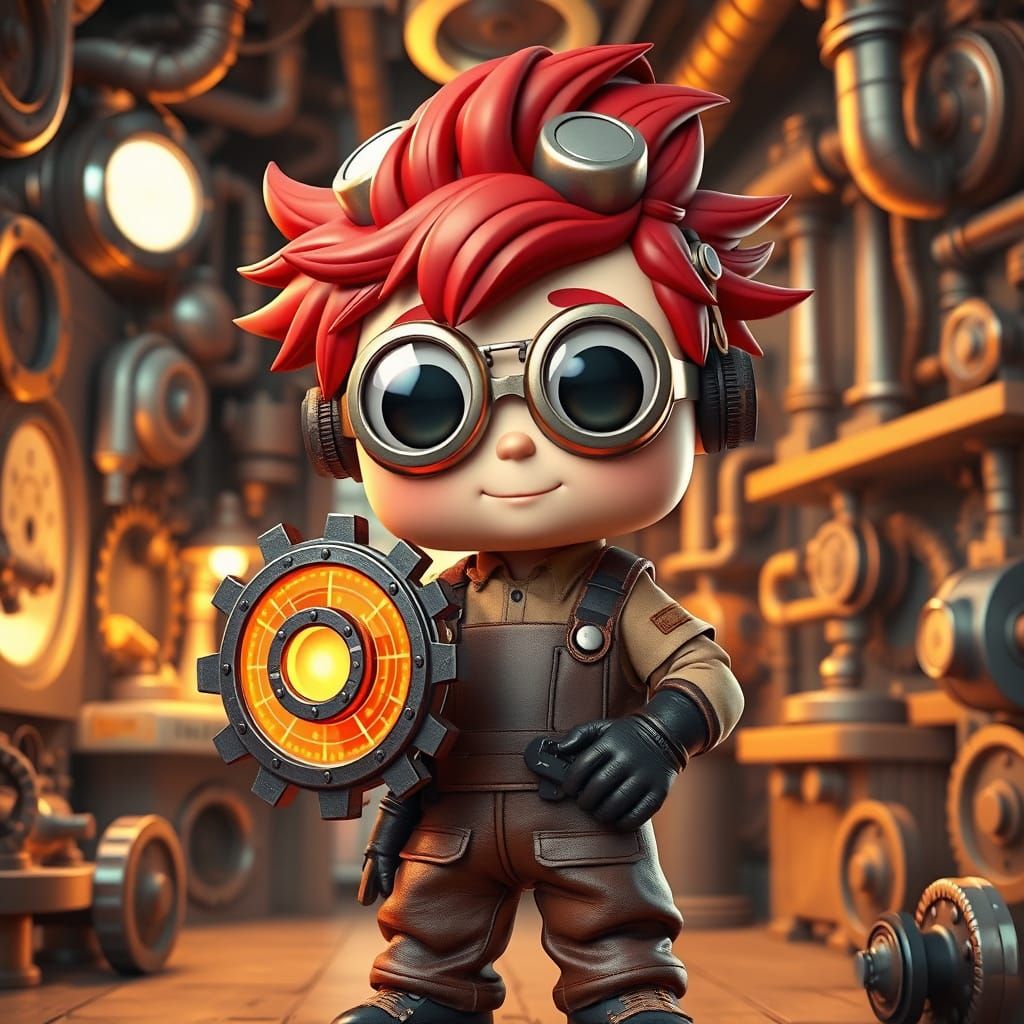Steampunk Engineer Boy in Funko Pop Style
