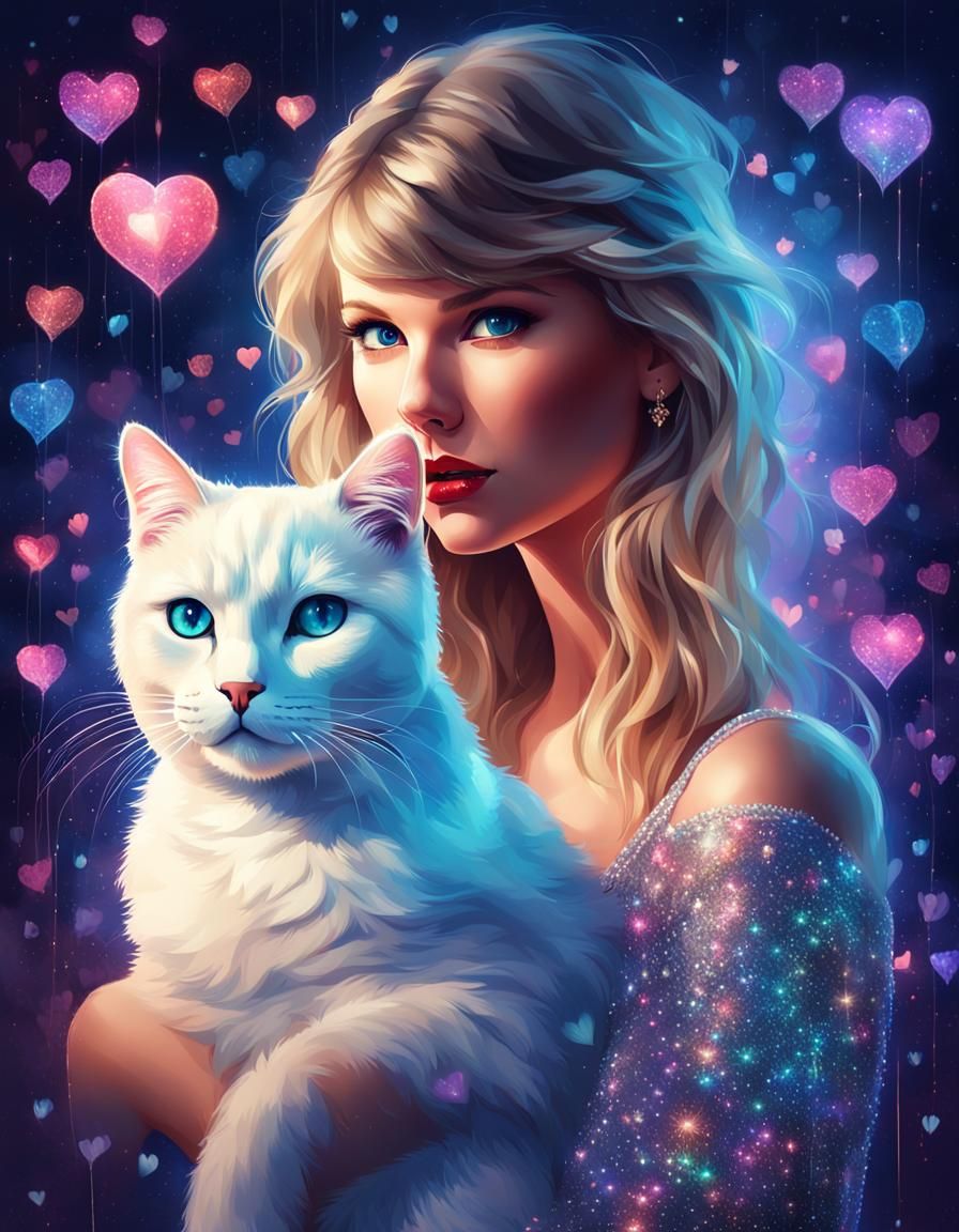 Taylor Swift as Valentine's Model with Cat