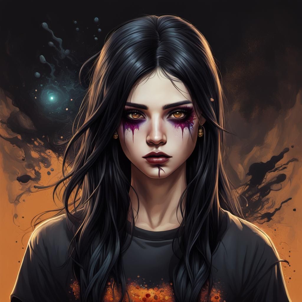 Detailed Portrait of a Goth Teenager