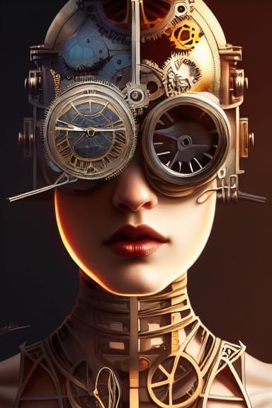Clockwork Beauty: Steampunk Biomechanical Portrait