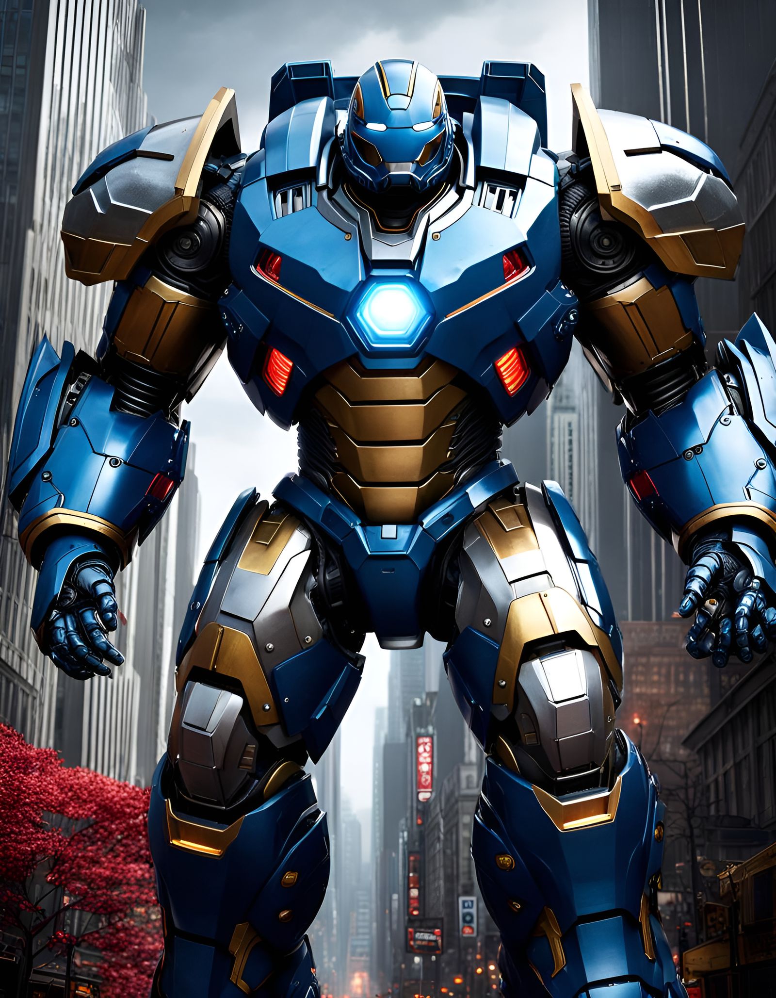 Silver and Blue Gipsy Danger Hulkbuster Fusion