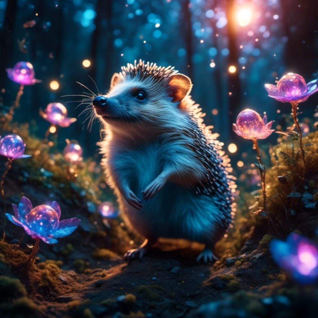 Fiber Optic Hedgehogs in Vaporwave Forest