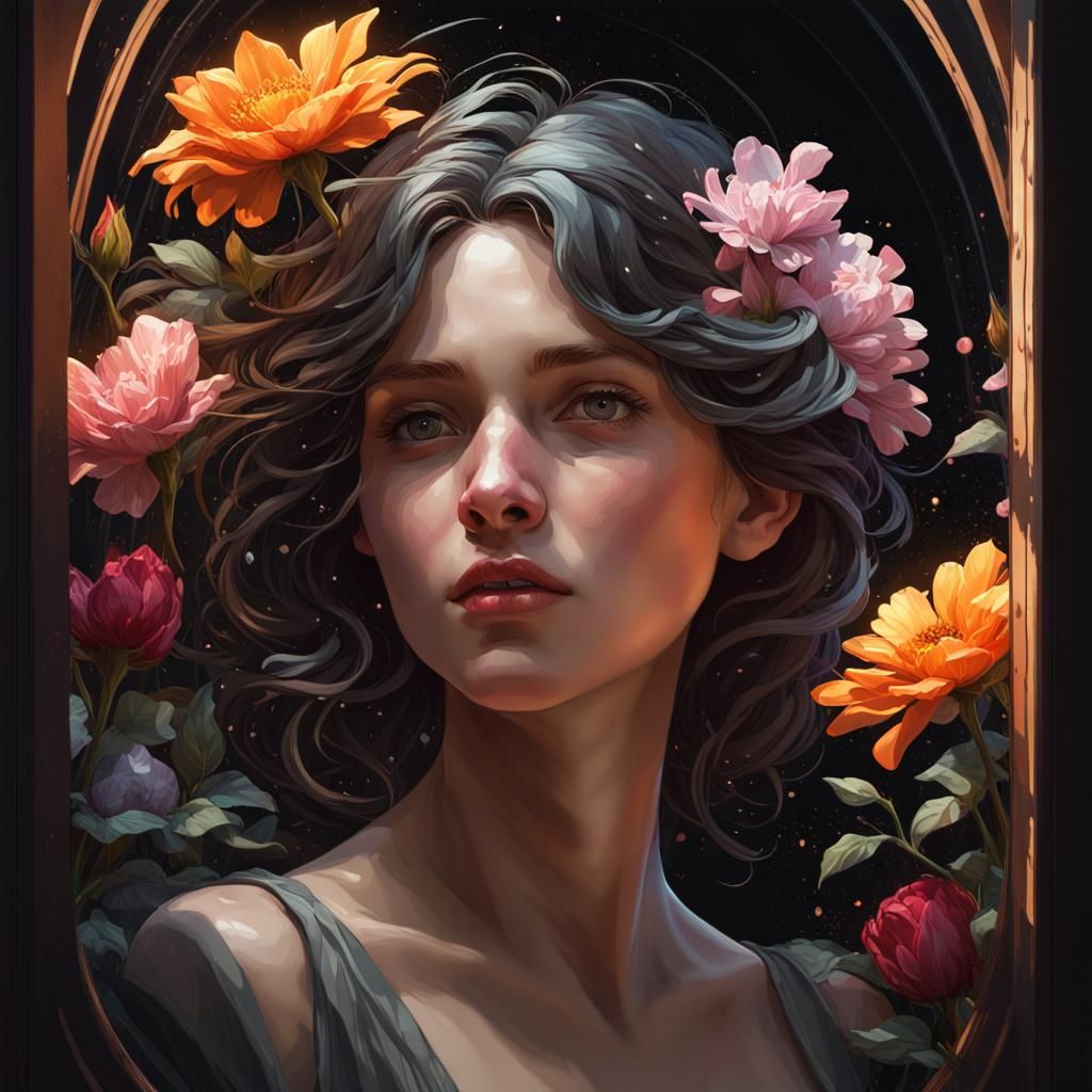 Floral Canvas Window in Hyperdetailed Style