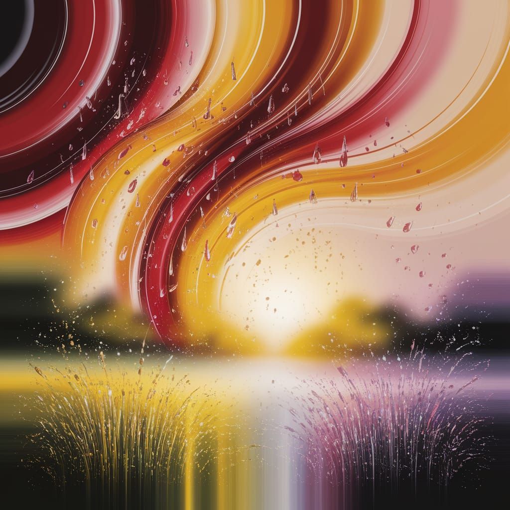 Abstract Expressionist Summer Rain Painting