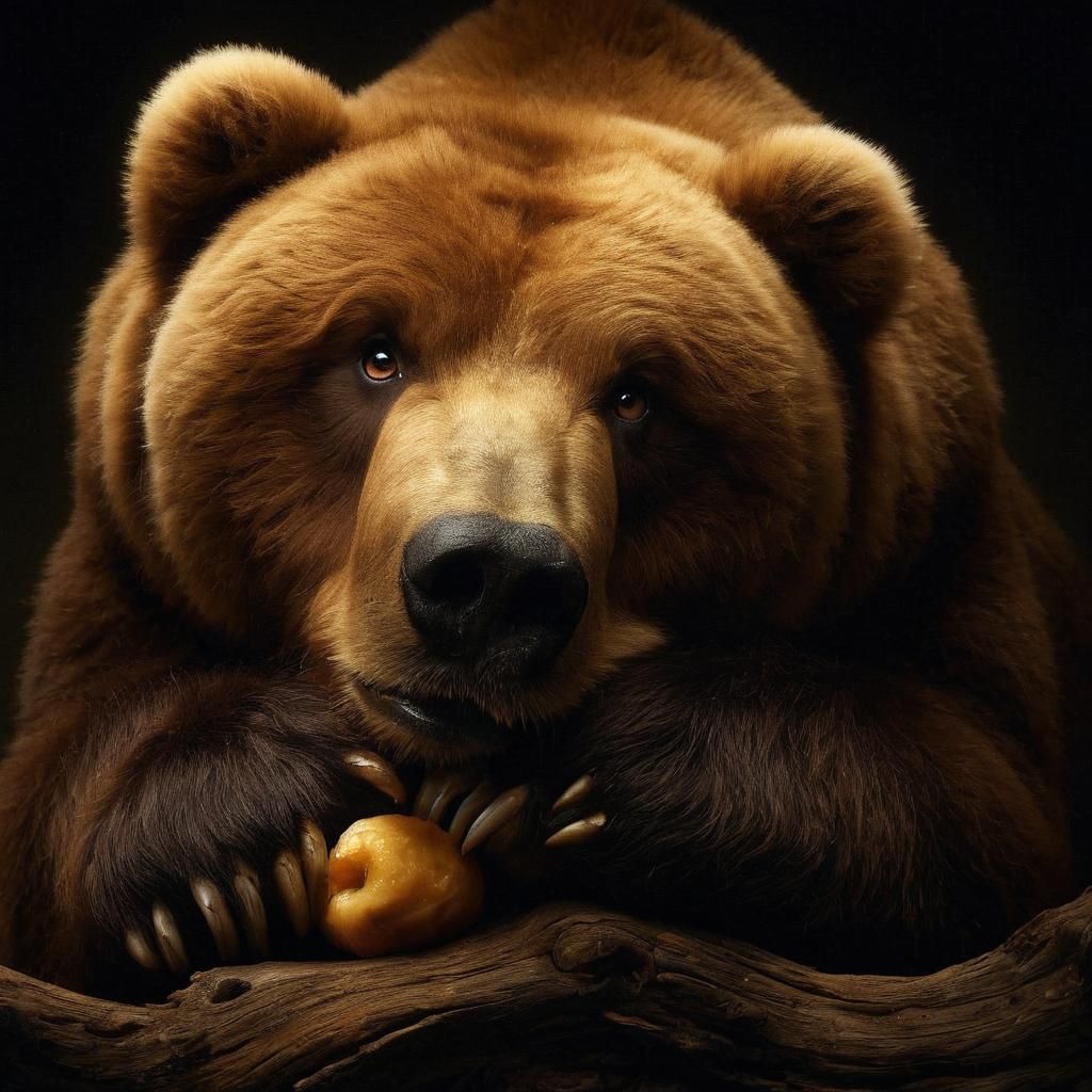 Playful Kodiak Bear in the Darkness: Striking Photograph