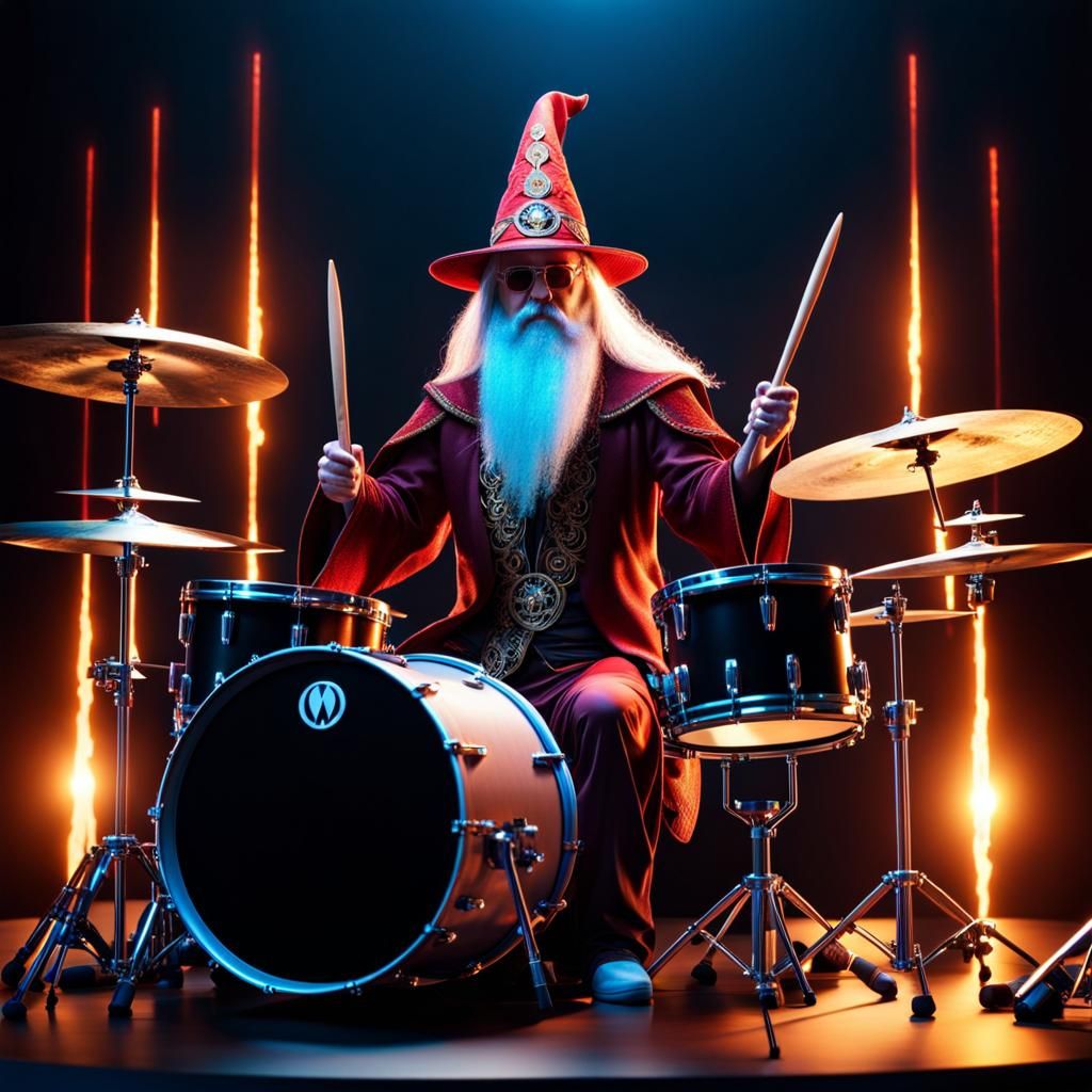 Magical Wizard Drummer in Fantasy Setting