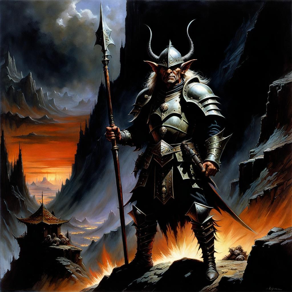 Goblin Guard Asleep: Chiaroscuro Fantasy Illustration