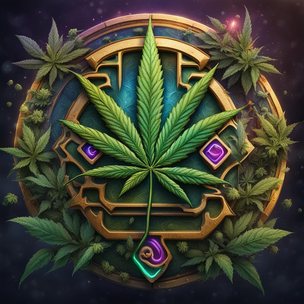 Cannabis Flower Logo: Detailed Matte Painting