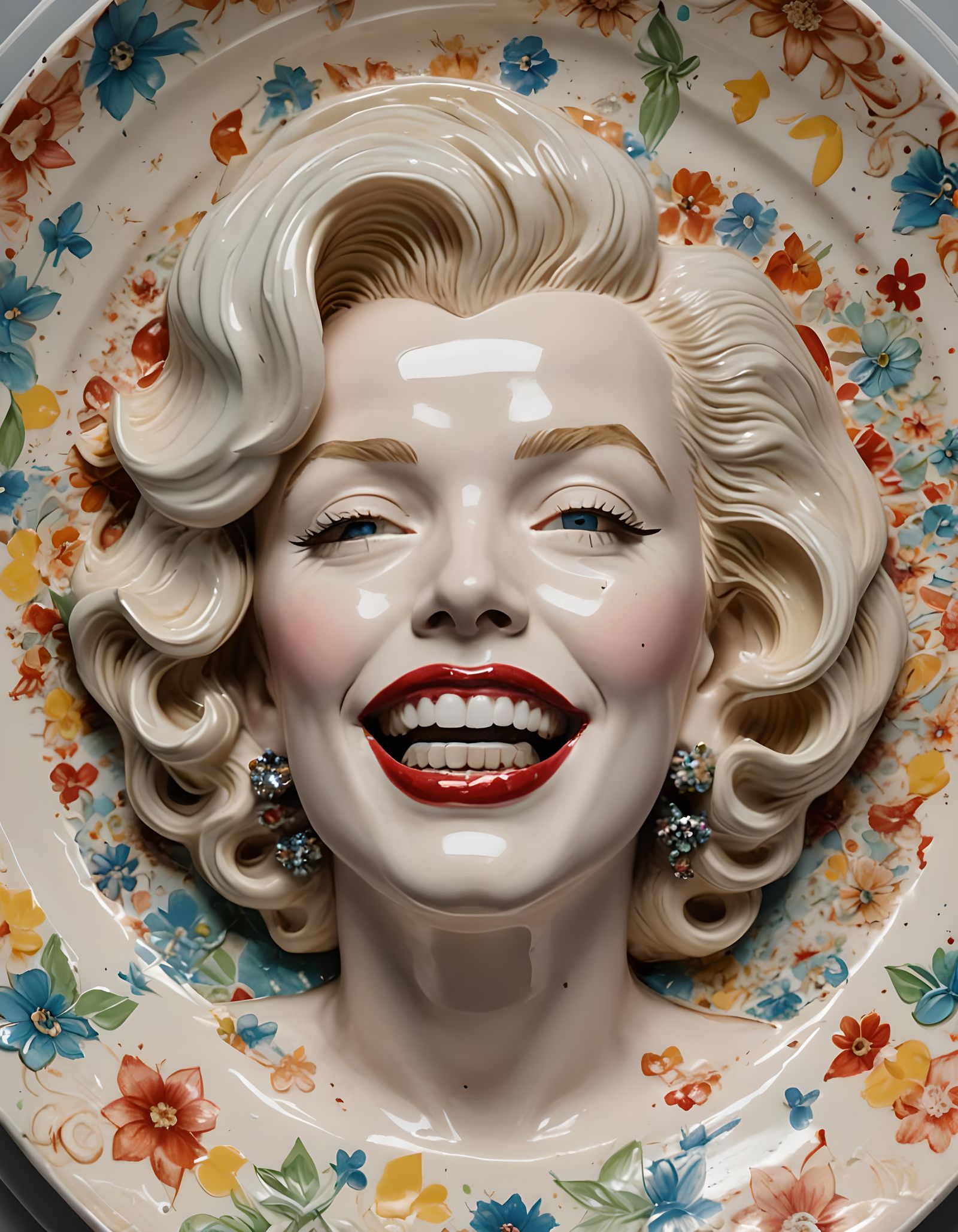 Colorful Marilyn Monroe Porcelain Teeth Serving Platter