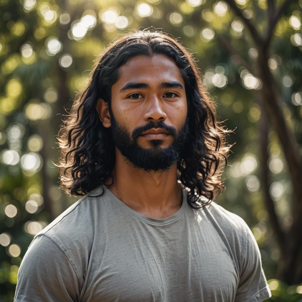 Portrait of a Samoan Man with Wavy Hair