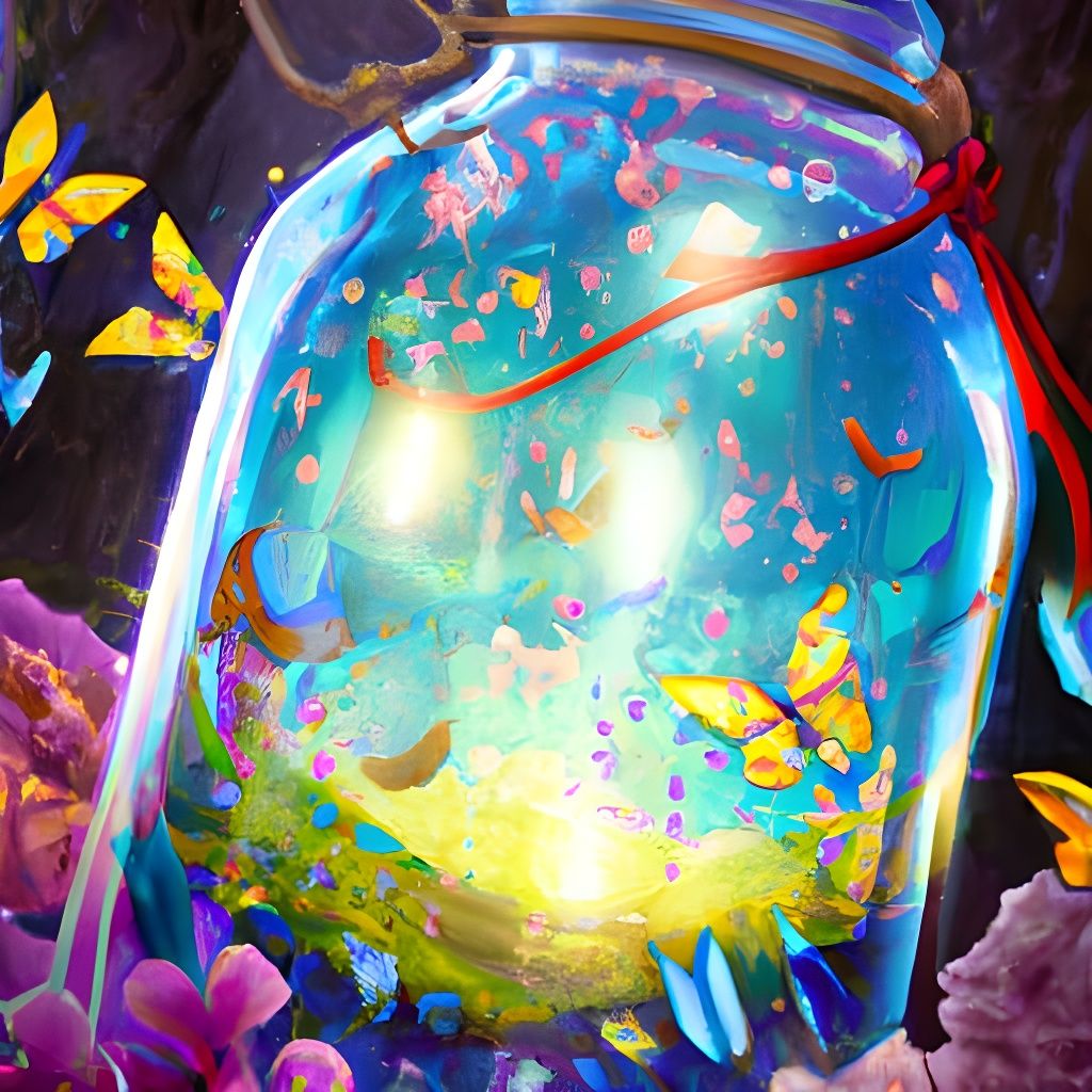Magical Jar Filled with Flowers, Comic Book Art