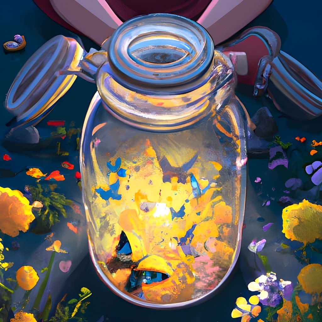 Magical Jar Filled with Flowers, Digital Art