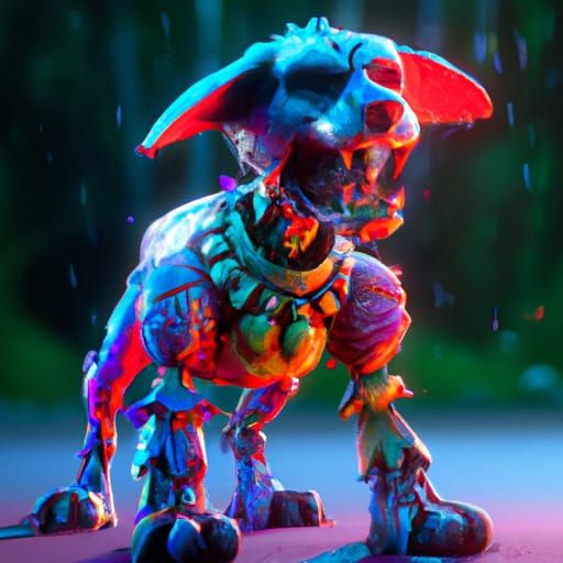 Polyatomic Dog: Detailed Matte Painting in Deep Color