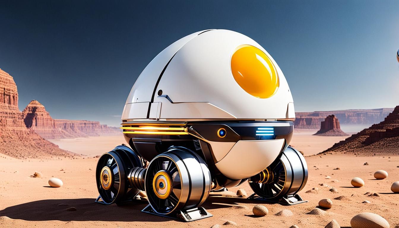Futuristic Egg Robot in Metallic Style
