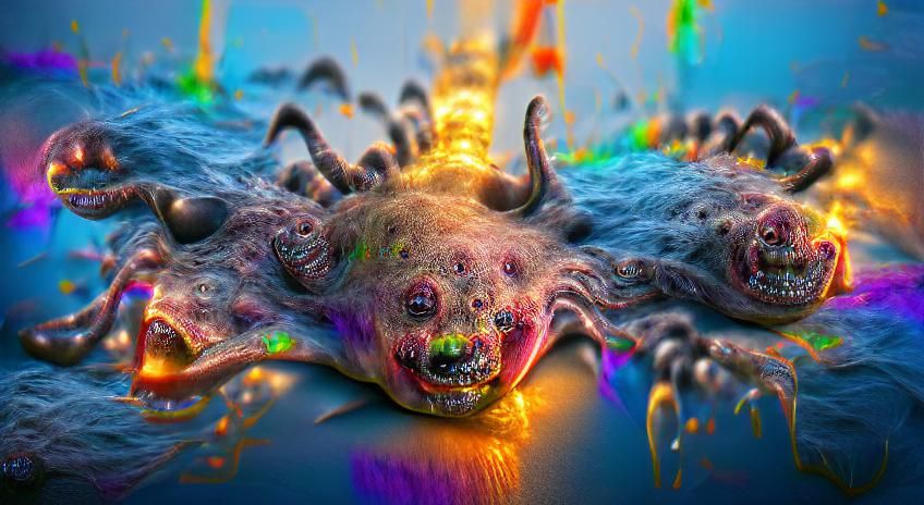 Ghastly Spider Explosion in Deep Sea, VRay Lighting