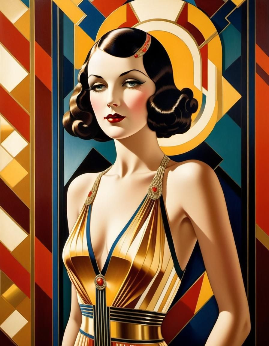 Art Deco Woman in Hotel Hall