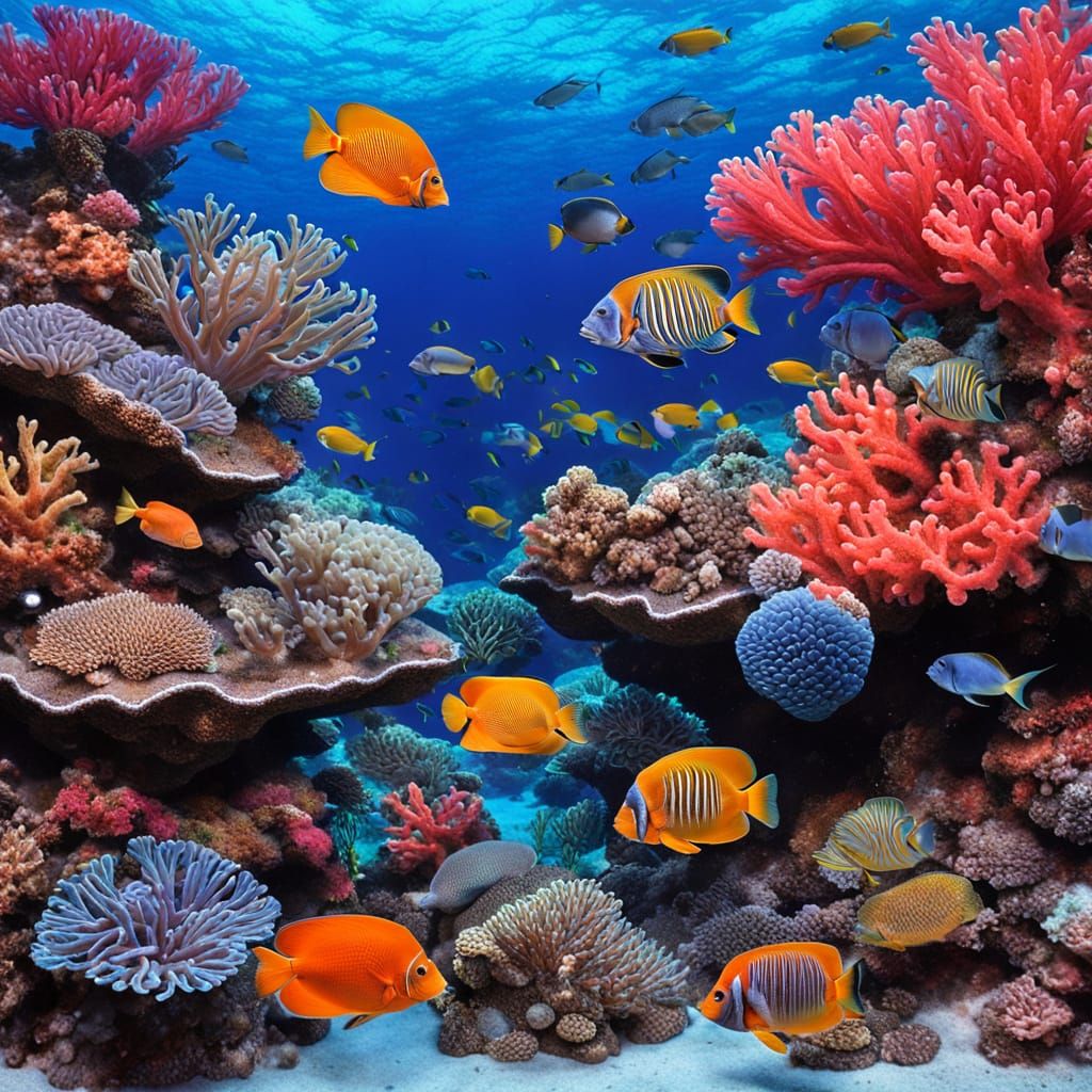 Vibrant Coral Reef teeming with Neon Tropical Fish
