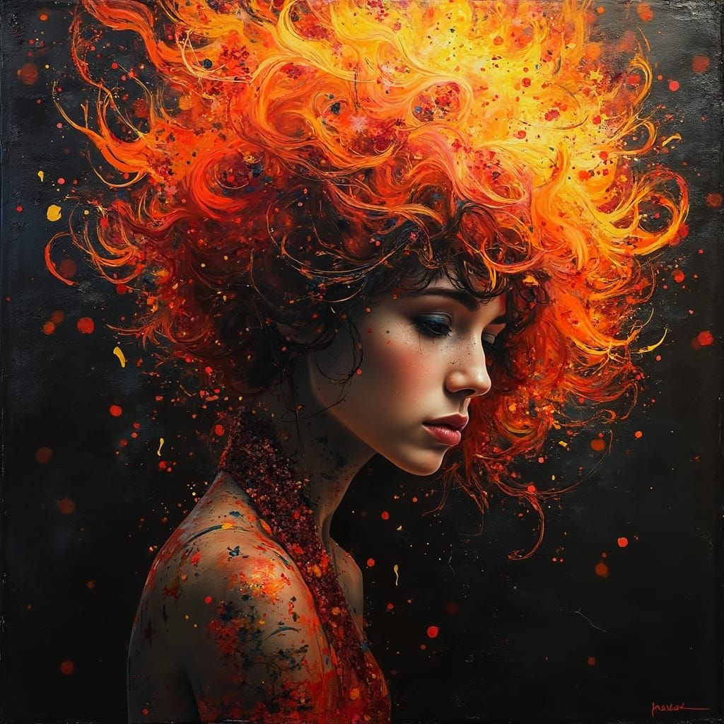 Cyberpunk Realism Portrait in Impasto Technique