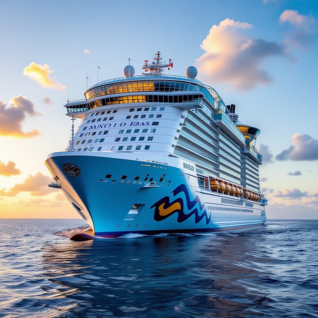 Icon of the Seas Cruise Ship at Golden Hour