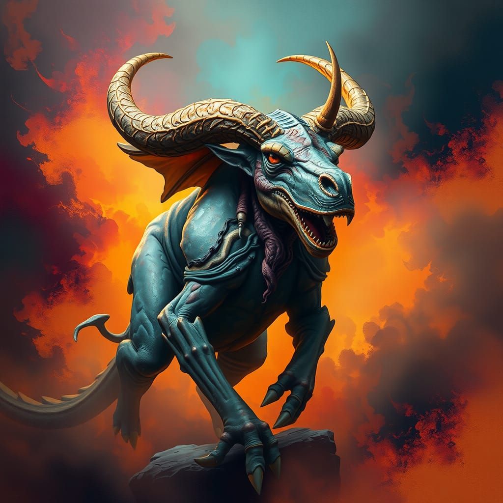 Gargoyle Minotaur in Texas Smoke Storm