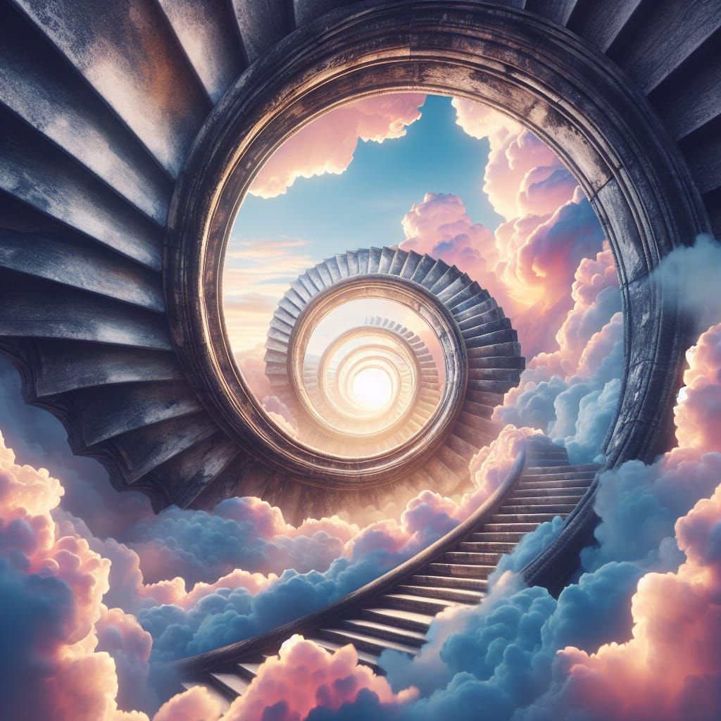 Ancient Stone Stairway Vanishes into Ethereal Clouds