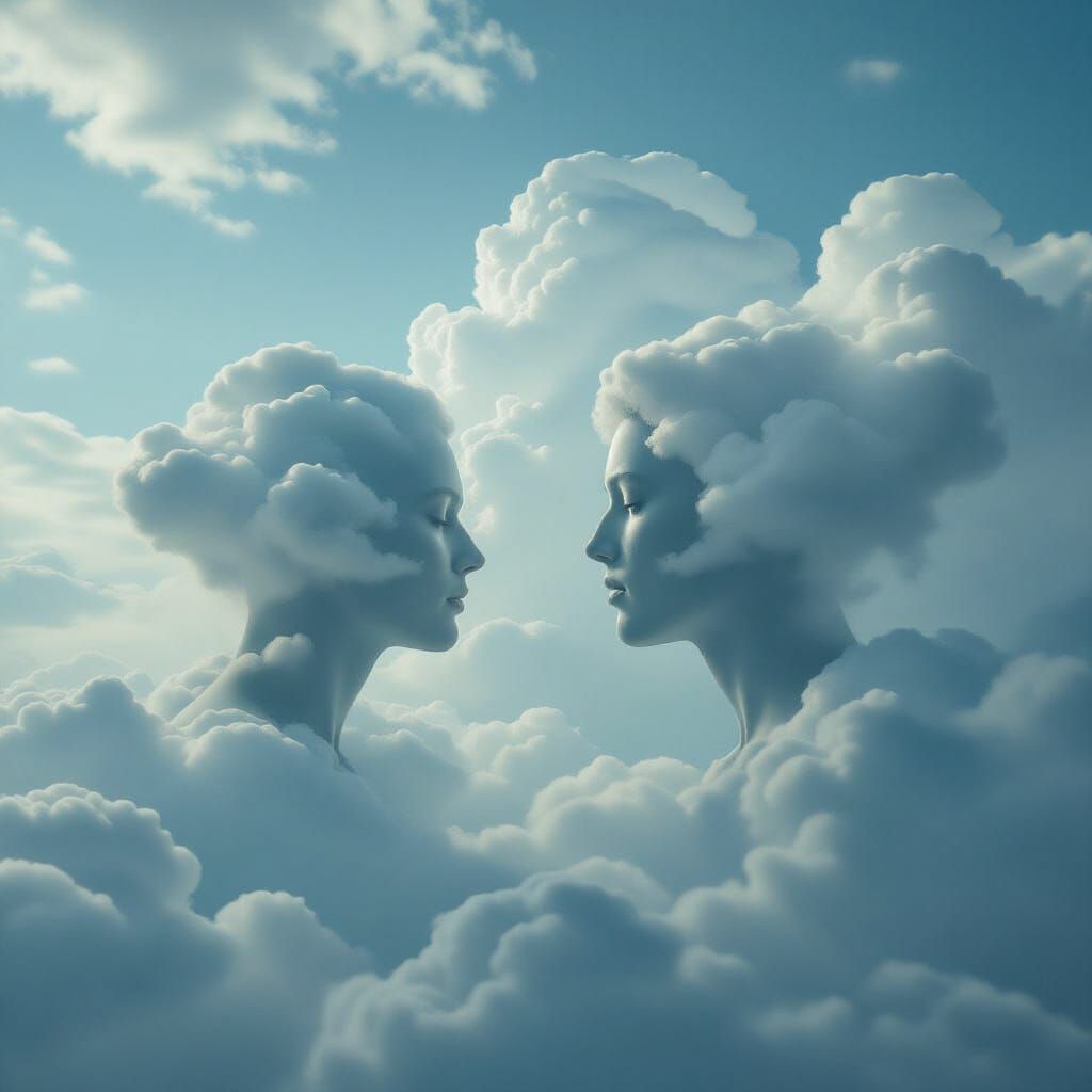 Clouds Forming Human Shapes in Cinematic Style