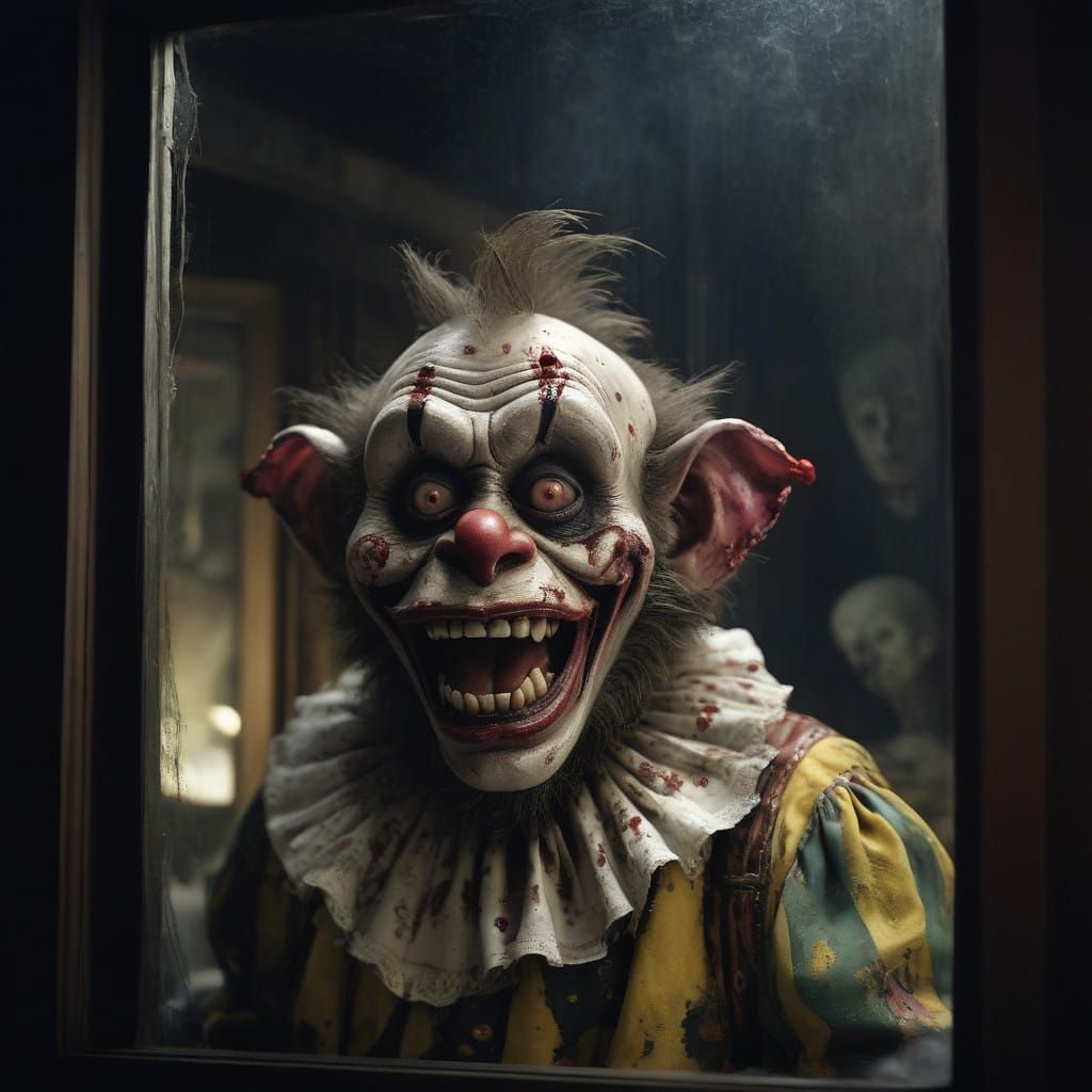 Grotesque Clown Monstrosity Emerges from Peep Show