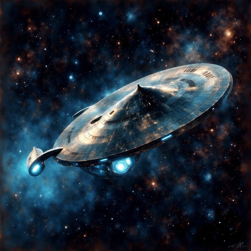 U.S.S. Enterprise Soaring Through Space