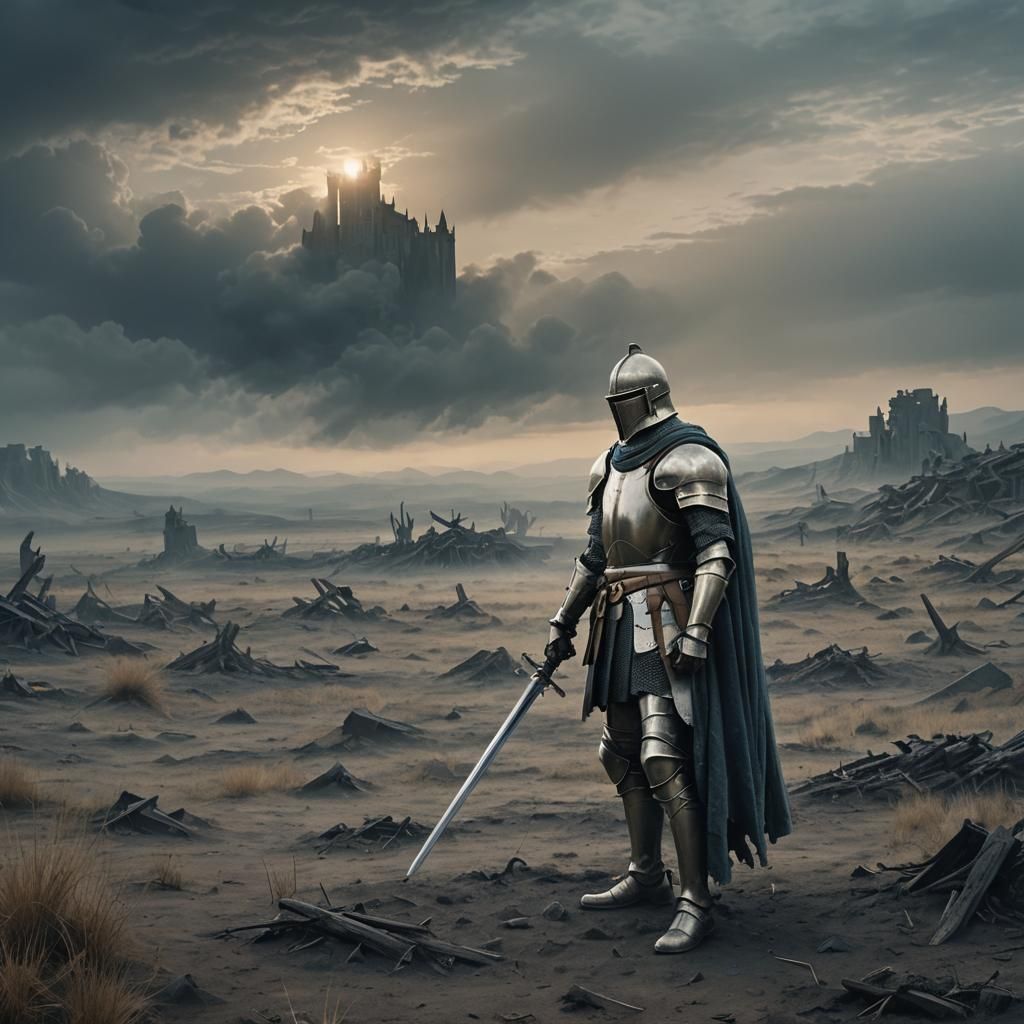 Knight on Desolate Battlefield: Matte Painting