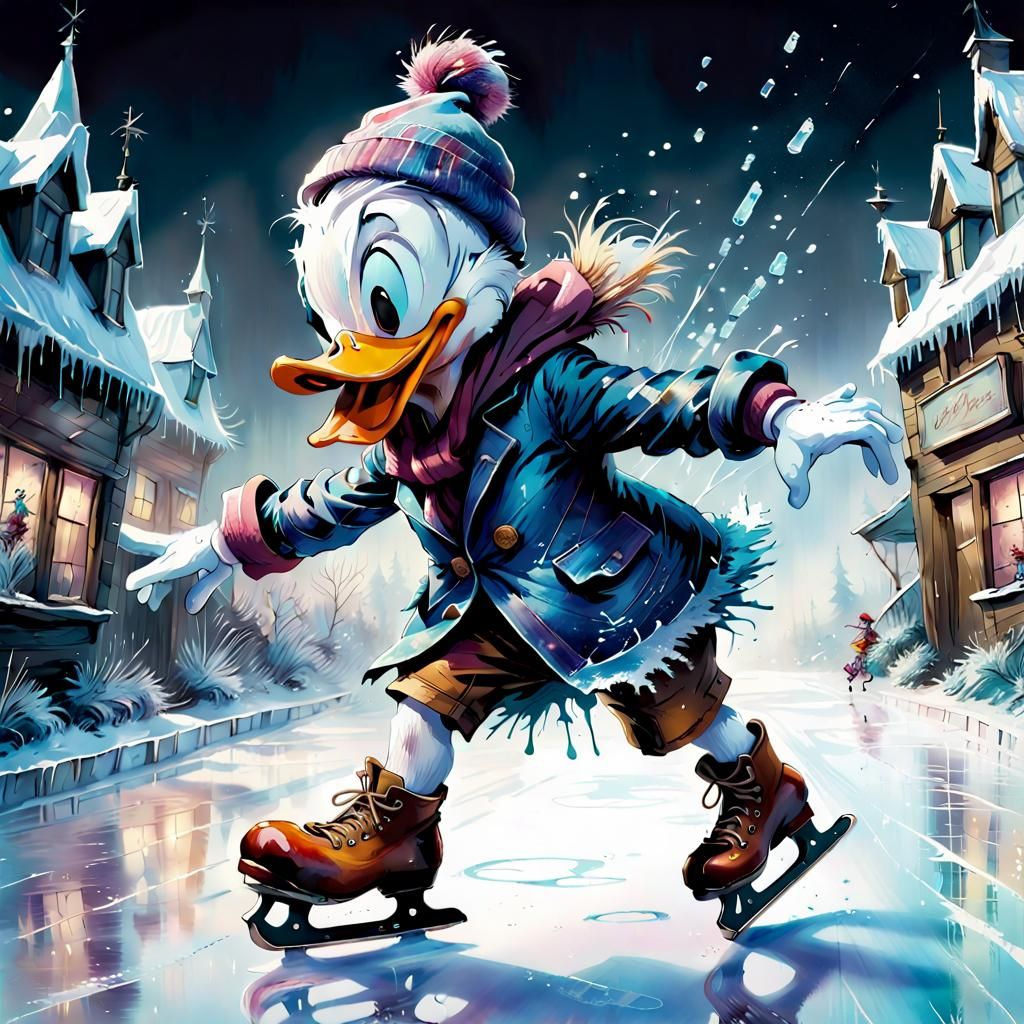 Wintersport ; Donald Duck goes ice skating,