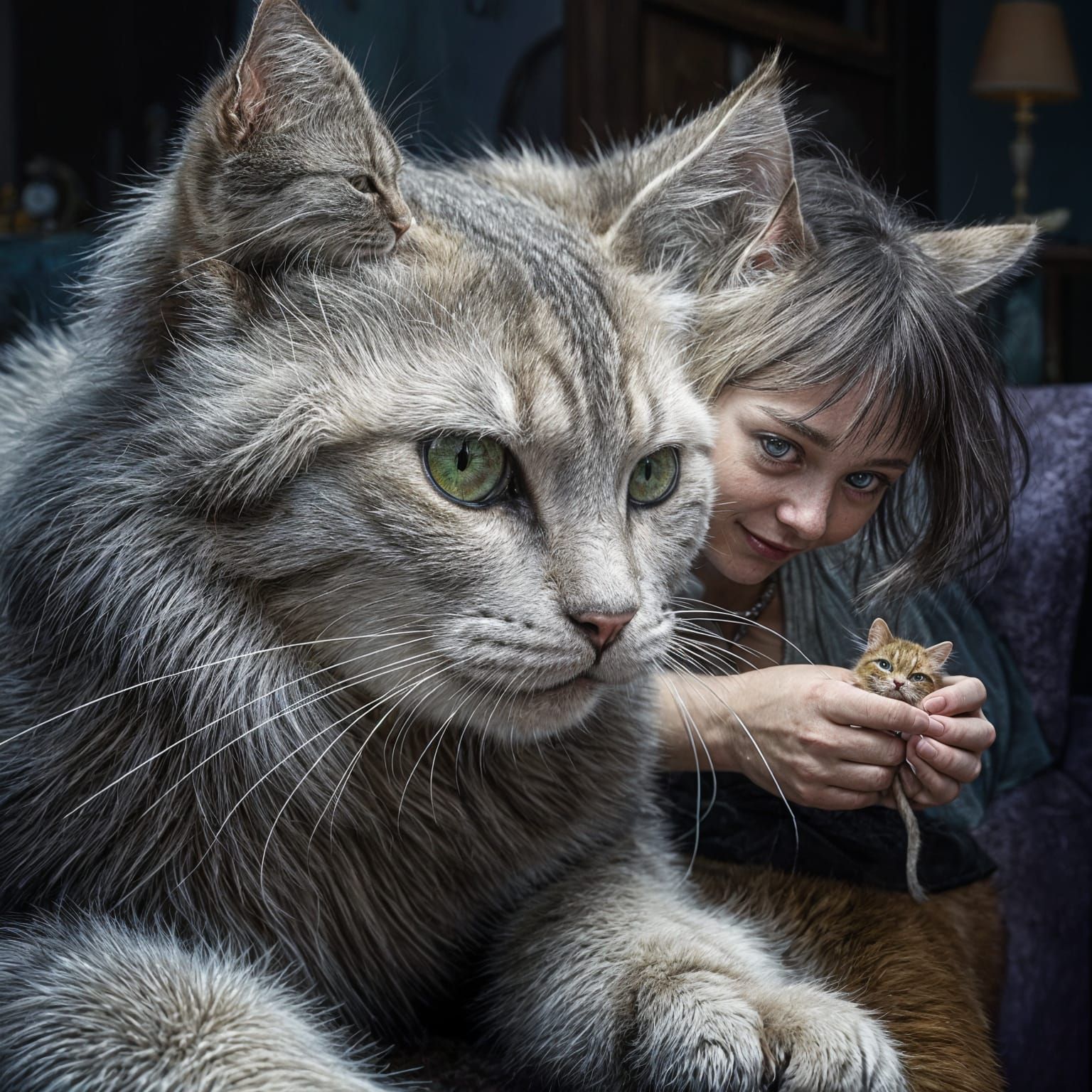 Cats in a Neon-Surrealist Futurism Style