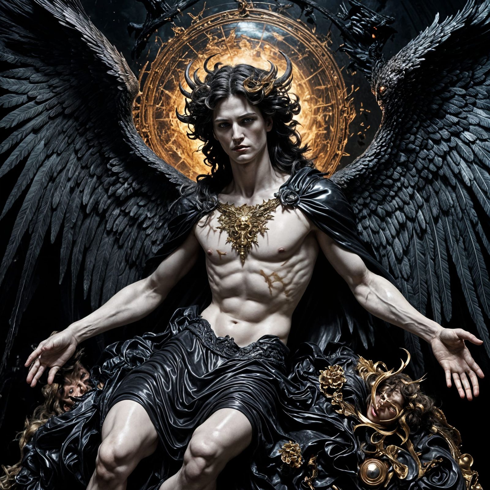 Lucifer's Fall: Angel Spiraling from Heaven