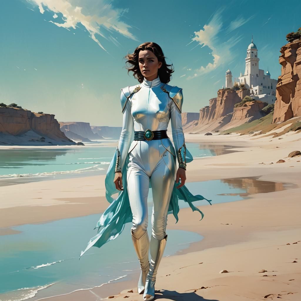 Coastal Still Suit: Art Deco Digital Painting