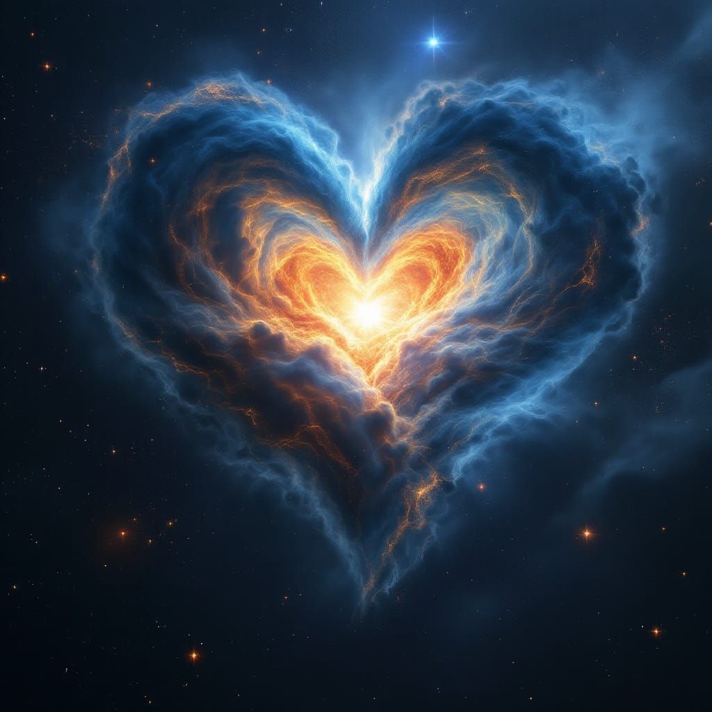 Stunning Cosmic Nebula Heart in Cinematic Style