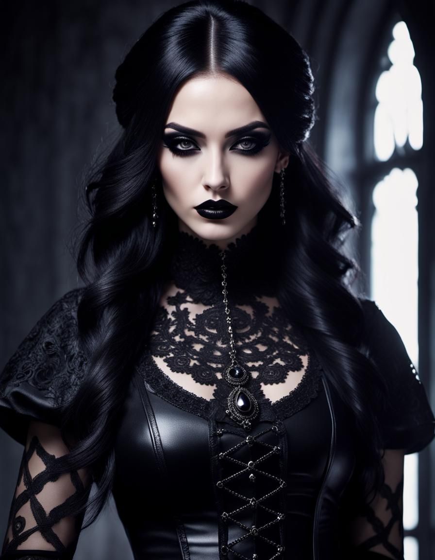 Gothic High Fashion Model with Wings