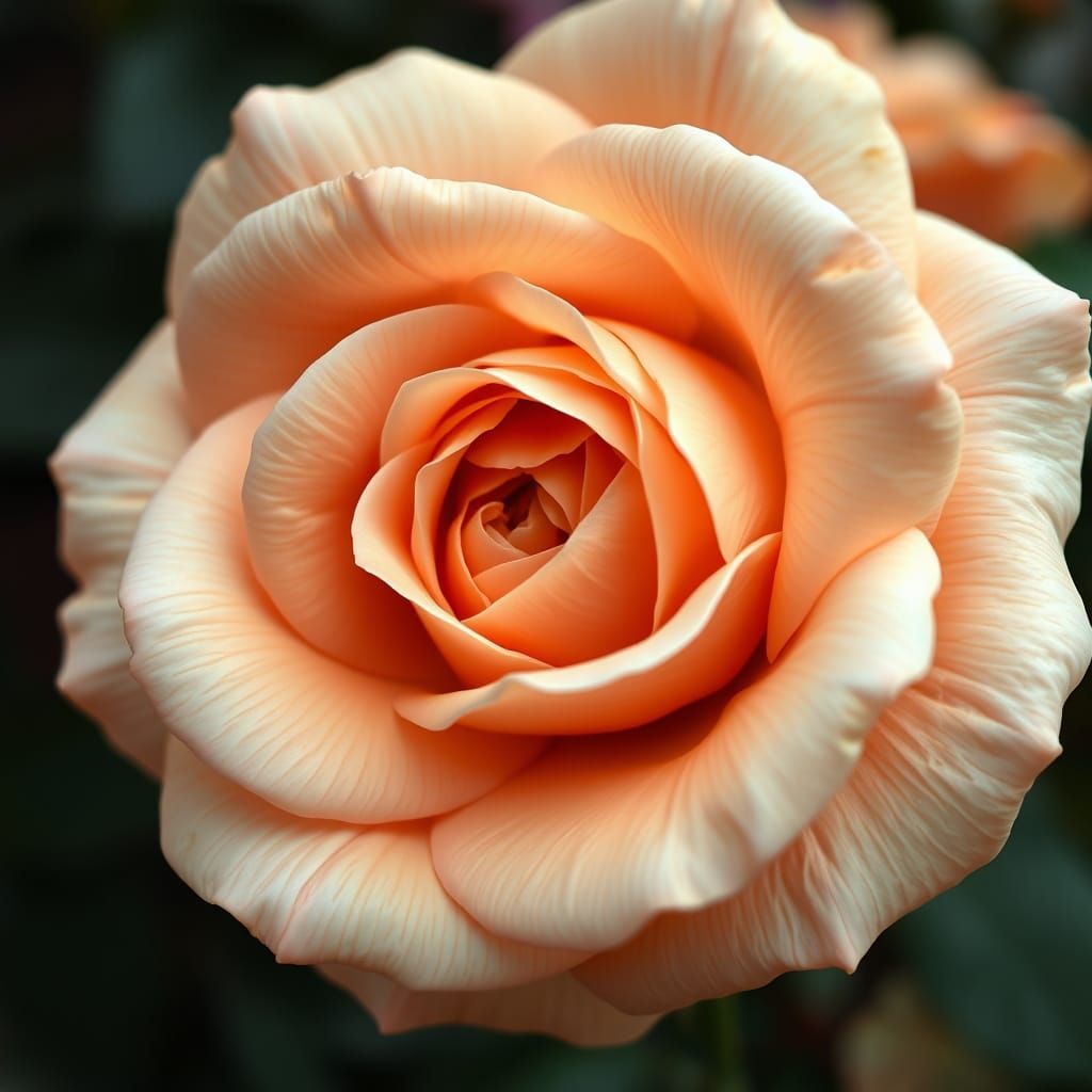 Peach Rose Reminiscent of Summer, Mucha Style