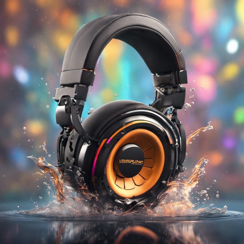 Hyperrealistic Subwoofer Headphones in Neon Style