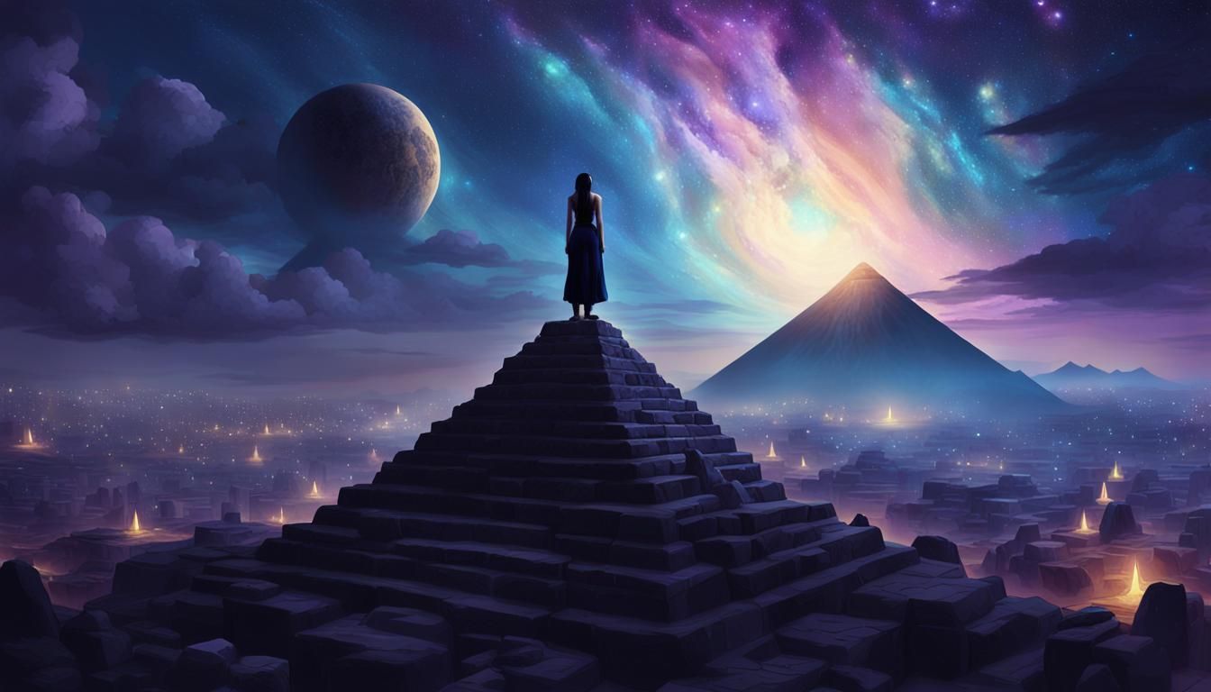 Dreamlike Egyptian City with Emo Figure in Digital Art