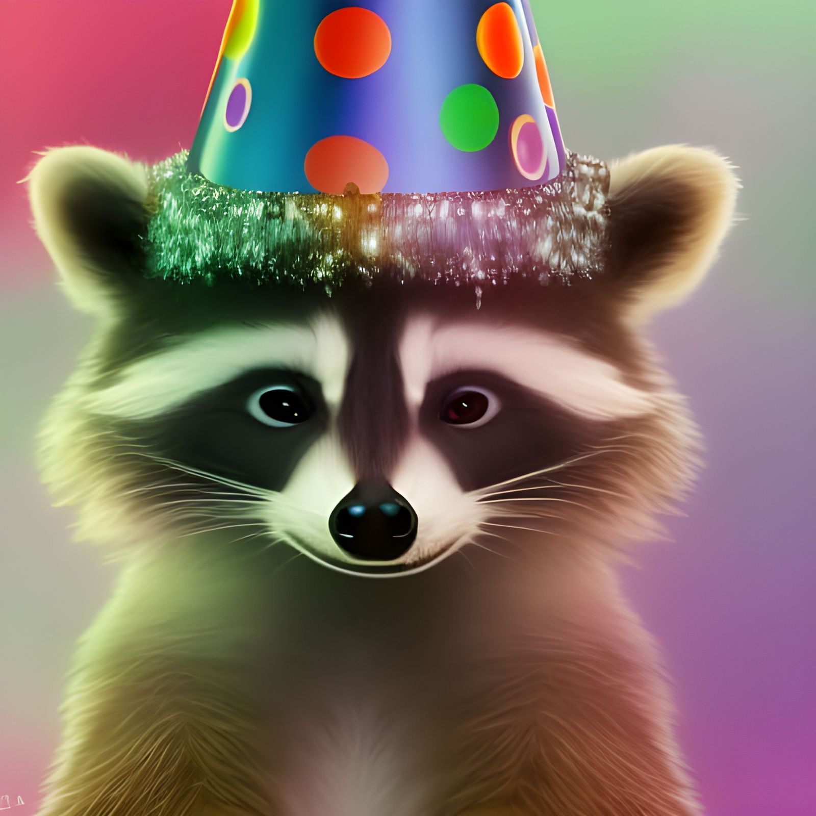 Fluffy Raccoon Birthday Party Animal in 8k