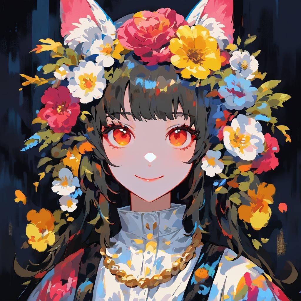 Anime Portrait in Painterly Style with Triadic Colors