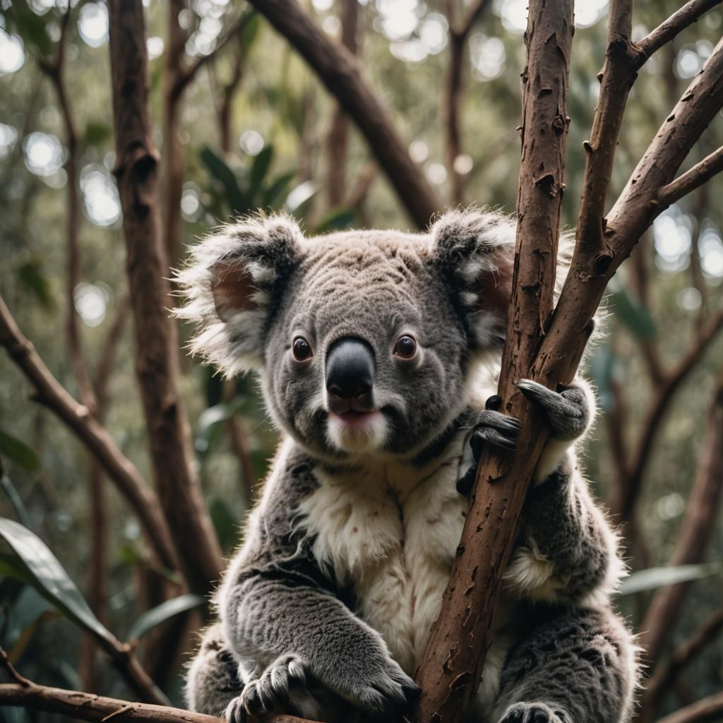 Cinematic Film Still of a Koala Baby