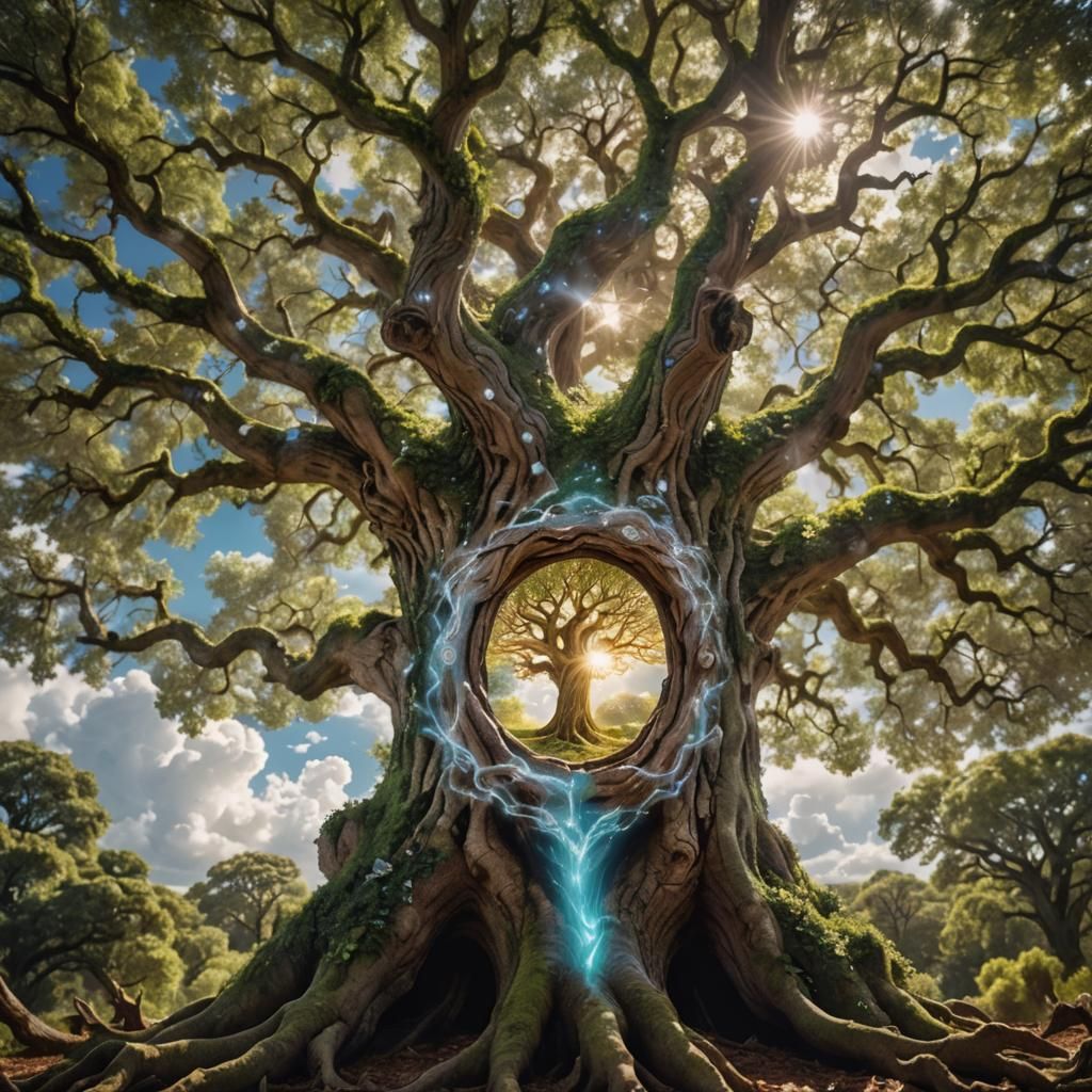 Mystical Feywild Portal from Ancient Oak Tree