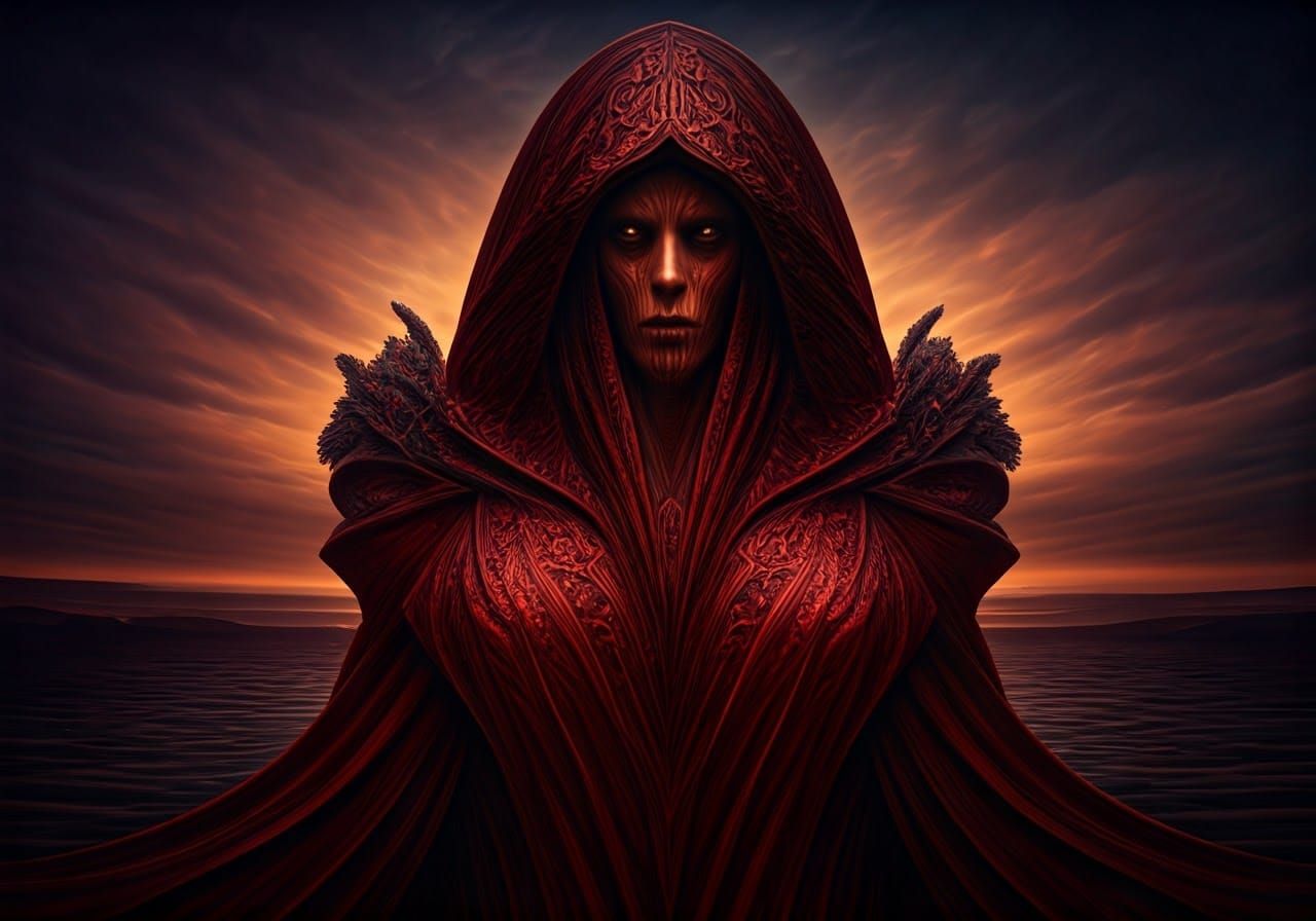 Regal Figure in Rich, Decadent Robes, Cinematic Composition